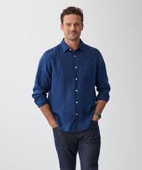 Pure French Linen Long Sleeve Shirt - Navy - category_2:Long Sleeve Shirts  - GAZMAN