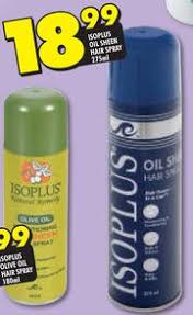This product contains proteins to help strengthen weak, damaged hair, lanolin to impart sheen, body & volume, iodine to help heal damaged scalp and vitamins to aid in faster growth of hair loss due to relaxers, permanent waves, hot combs, tongs and stress. Special Isoplus Oil Sheen Hair Spray 275ml M Guzzle Co Za