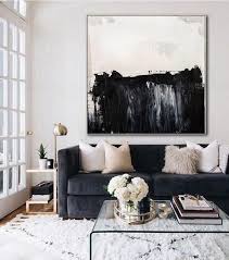 Black White Abstract Painting Black White Painting Decor Art On Canvas Minimalist Abstract Art Painting Horizontal Wall Art Wall Decor Art In 2020 Black Sofa Living Room Black Sofa Living Room Decor Living