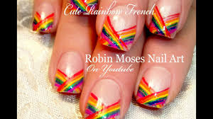 Cute Rainbow Nails Easy Chevron French Tip Nail Art Design Youtube Make sure your nail is completely dry!!!