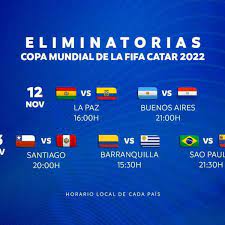 ↑ américa tv (18 de mayo de 2019). Eliminatorias Qatar 2022 En Vivo En Directo Ver Resultados De La Fecha 3 Y Tabla De Posiciones Peru Vs Chile Colombia Vs Uruguay Brasil Vs Venezuela Argentina