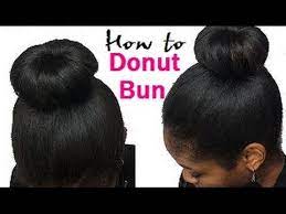 Many people use hair bands to provide a defining look to their buns. How To Donut Bun On Natural Hair Straightened Youtube