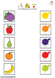 Colección de yadhira nolasco • última actualización: Une Cada Fruta Con Su Color Ficha Interactiva Actividades De Aprendizaje Del Nino Ensenanza De Colores Actividades Para Ninos Preescolar