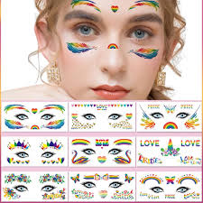 Amazon.com: Calcomanías de tatuaje facial para el Día del Orgullo, 10 hojas  de tatuajes temporales de arcoíris de orgullo gay, calcomanías de  benevolencia con diseño de mariposa, tatuajes de bandera de arco