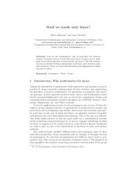 During the course the students will be. Pdf Shall We Math And Dance