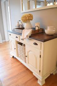 Farmhouse Style Dining Room Buffet Sideboard Painted White Stained Top Bin Pulls Seagr Dining Room Buffet Decor Dining Room Buffet Table Buffet Table Decor