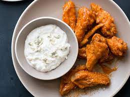Chicken Wings With Blue Cheese Dip Ready In Under An Hour This Easy Chicken Wing Recipe Is The Blue Cheese Dip Chicken Wing Recipes Deep Fried Chicken Wings