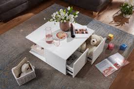 Couchtisch quadratisch 70x70 cm mit schublade und fester platte pinie massiv havanna casamia wohnen. Wohnling Design Couchtisch 70x70 Cm Weiss Wohnzimmertisch Mit 2 Schubladen Sofatisch Mit Rollen