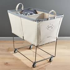 Foldable washing clothes basket canvas sorter laundry bag storage hamper. Steele Divided Canvas Sorter Reviews Crate And Barrel