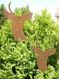 Edelrost Hirsch Hirschkopfe Reh Gartendekoration Gartendeko Eisen Rost Dekoration Gartendekoration Garten Deko