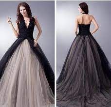 2018 New Real Pictures Black And Champagne Chapel Gothic Wedding Dress Halter Wedding Dress Halter Bridal Gown
