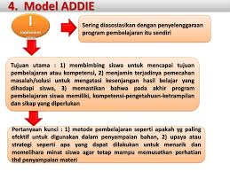 Addie sangat bergantung pada setiap tahap yang dilaksanakan dalam urutan tersebut, meskipun begitu fokus dari model ini adalah pada refleksi dan iterasi (pengulangan). Manajemen Delivery Method Ppt Download