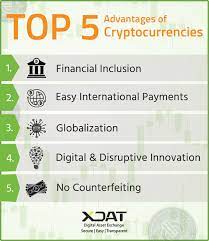 Below are some of the advantages of cryptocurrency. Top 5 Advantages Of Cryptocurrencies By Xdat Cryptocurrency Hub