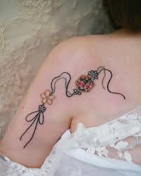 Black And White Cherry Blossom Shoulder Tattoo 