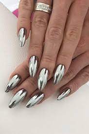 12 sizes, 2pcs each size, however, through the box window, you can see silver part is chrome treated which has been the best in the industry but may still be tainted after. 23 Stunning Silver Nails To Try In 2021 Women Style Blog