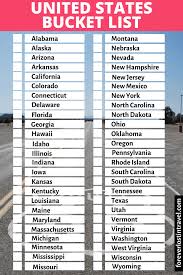 Alphabetical list of 50 states. 50 United States Bucket List Ideas By State Forever Lost In Travel