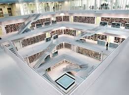 As A Cool Nod To The Fact That The Building Is A Storehouse Of Words The Word Library Is Installed In Four Lan Stuttgart Library House Design Modern Library