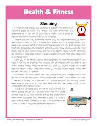 Sleeping Health And Fitness Reading Comprehension Worksheet In 2020 Reading Comprehension Worksheets Teaching Reading Comprehension Reading Comprehension