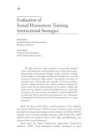 Pdf Evaluation Of Sexual Harassment Training Instructional Strategies