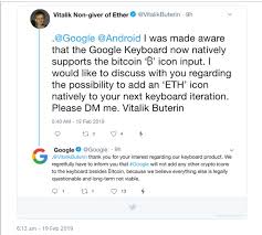 Buterin then used proceeds of the sales to support a range of charities. Fake News On Google S Response To Vitalik Asking About The Eth Keyboard Icon Bitcoinik