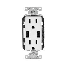 Leviton Decora 15 Amp Combination Duplex Receptacle And Usb Charger White R02 T5632 0bw At The Home Depot 25 Leviton Usb Outlet Usb