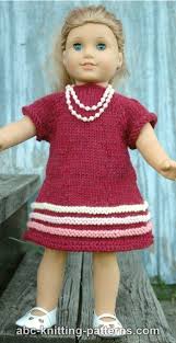 Click on the link above to browse doll clothes crochet patterns for all kinds of dolls. American Girl Doll Raglan Banded Dress American Girl Doll Clothes Patterns Doll Clothes American Girl Knitting Dolls Clothes