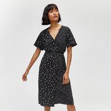 Warehouse Mix And Match Spot Dress Black Pattern 1 Spotted Dress Dresses Womens Dresses