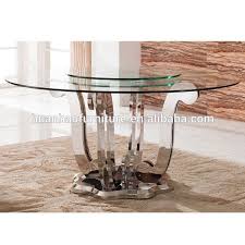 Fashion 6 Seats Stainless Steel Round Rotating Dining Table And Glass Top Dh 831 Glass Furniture Dining Table Glass Table