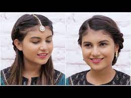 Hairstyles For Dussehra Durga Puja Navratri Indian Hairstyles For Medium Hair Hairstyles Dan Indian Bun Hairstyles Hair Styles Quick Braided Hairstyles