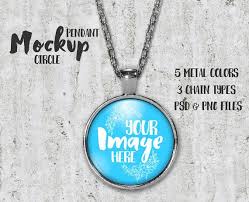 Round Pendant With Glass Cabochon Mockup Add Your Own Image Etsy Round Pendant Pendant Circle Pendant