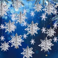 Easy tutorial with free templates. Buy Winter Christmas Hanging Snowflake Decorations 12pcs 3d Large Silver Snowflakes 12pcs White Paper Snowflakes Hanging Garland For Christmas Winter Wonderland Holiday New Year Party Home Decoration Online In Turkey B07znbp8z8