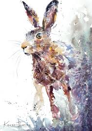 Hare Rabbit Wildlife Watercolour Painting Art Hare Watercolour Hare Painting Animal Paintings