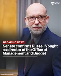 BREAKING: The Senate has confirmed Russell Vought to be director of the  Office of Management and Budget. All Republicans supported the nomination,  while every Democrat opposed it, packing out the Senate chamber
