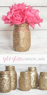 Gold Glitter Mason Jars Sprinkled And Painted At Ka Styles Co Gold Glitter Mason Jar Mason Jar Diy Glitter Mason Jars