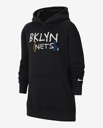 Brooklyn, logo, nets, 2021, city, sports, basketball, sport, bklyn nets. Brooklyn Nets City Edition Older Kids Nike Nba Pullover Fleece Hoodie Nike At