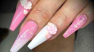 Pink and white is beautiful to look at but a challenge to complete as well as remove. Pink And White Acrylic Nails With Diamonds Nail And Manicure Trends