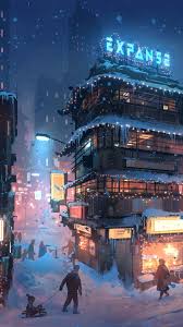 City Winter Digital Art Mobile Wallpaper Snow People Hd Mobile Walls New best destkop wallpapers, wallpapers hd, hd wallpapers for pc, ipad, iphone, android phone. city winter digital art mobile
