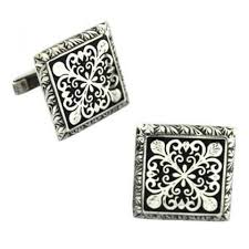 Exclusive Design Handmade Sterling Silver Square Cufflinks Hand Carved Jewelry Hand Carved Ring Cufflinks