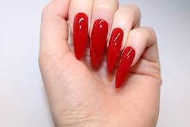 Amazon Com Allkem Hot Red Extra Long Stiletto Press On False Nail Tips 20pcs Full Cover Fake Nails Beauty Short stiletto nails designs are suitable for the formal look too all you need to do is to come up with the perfect design idea.