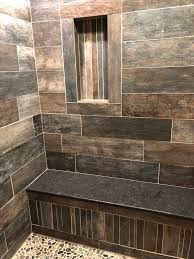 Wood Look Shower Wood Tile Shower Shower Tile Rustic Shower