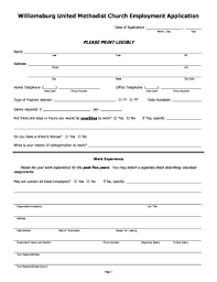 Any united methodist church, agency, or official organization may submit job listings. Fillable Online Williamsburg United Methodist Church Employment Application Fax Email Print Pdffiller