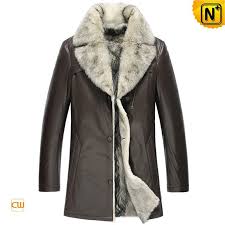 Cwmalls Pierre Wolf Fur Leather Coat Cw855209 Quality Wolf Fur Lined Leather Coat For Men Made From Natural Lam Mens Leather Coats Mens Fur Coat Mens Coats