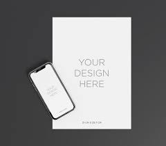 A4 Paper Mockup With Smartphone Top View Paper Mockup Cool Business Cards Mockup
