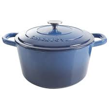 A good enameled pot, like a le creuset, can last a lifetime. Crock Pot 69145 02 7 Quart Durable Round Enamel Cast Iron Covered Dutch Oven Slow Cooker Sapphire Blue Target