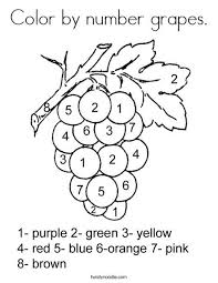 Color By Number Grapes Coloring Page Coloring Books Coloring Pages Fruit Coloring Pages