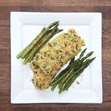 Here S What You Need Skinless Salmon Asparagus Olive Oil Salt Pepper Egg Panko Breadcrumbs Salmon Dishes Crusted Salmon Recipes Parmesan Crusted Salmon