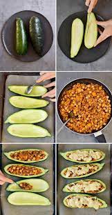 Vegan Dinners Stuffed Zucchini Boats With Bell Pepper Chickpeas And Vegan Cheese Vegan Zucchini Recipes Zucchini Recipes Healthy Vegetarian Recipes Healthy