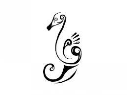 Little black geometric tattoo of a seahorse. Plain Black Ink Tribal Seahorse Tattoo Design Tattooimages Biz