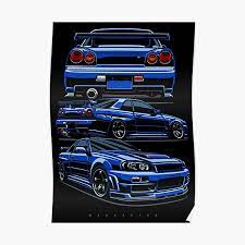 Skyline gt nissan skyline nissan gtr 35 liberty walk gtr smoke wallpaper porsche 911 rsr gtr r35 japanese cars jdm cars. R34 Posters Redbubble