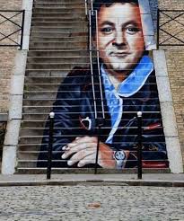 Escalier Coluche Street Art Zag Et Sia Rue Lemaignan Paris 14eme Decembre 2015 Street Art Paris Quai De Seine